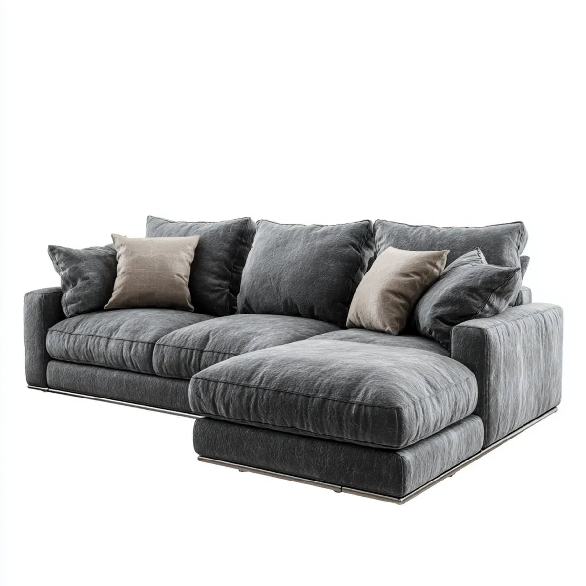 Divano angolare con chaise longue destra grigio antracite 290 x 170 x 85 cm in velluto di poliestere a L