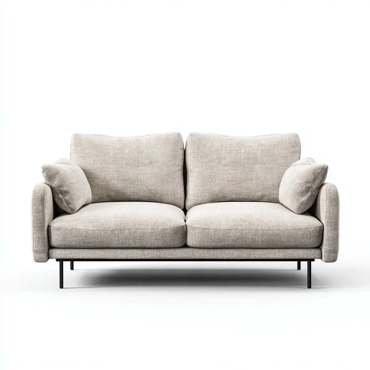 Divano 2 posti beige 170 x 90 x 85 cm in poliestere con struttura in compensato rettangolare