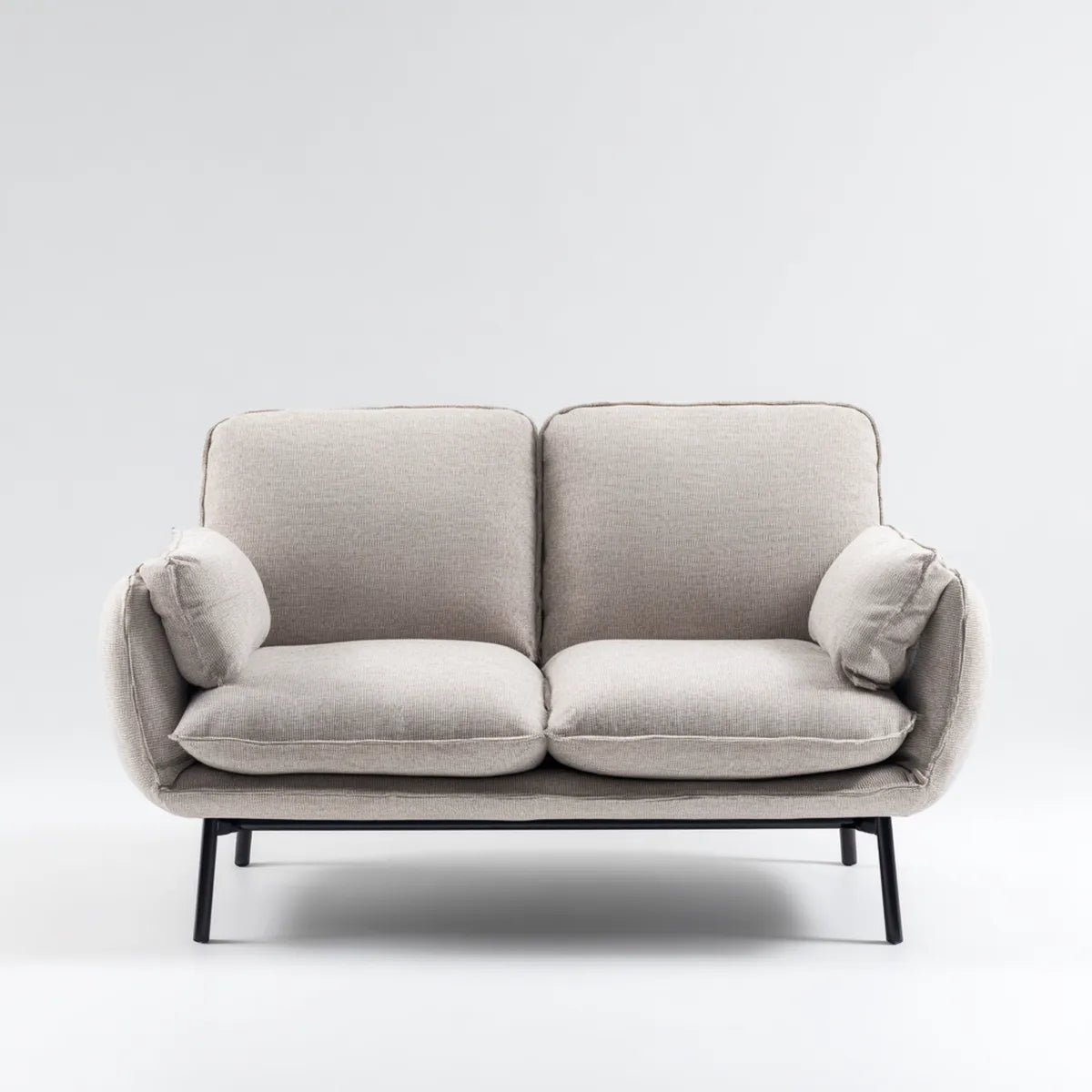 Divano 2 posti grigio chiaro 160 x 85 x 85 cm in poliestere forma rettangolare