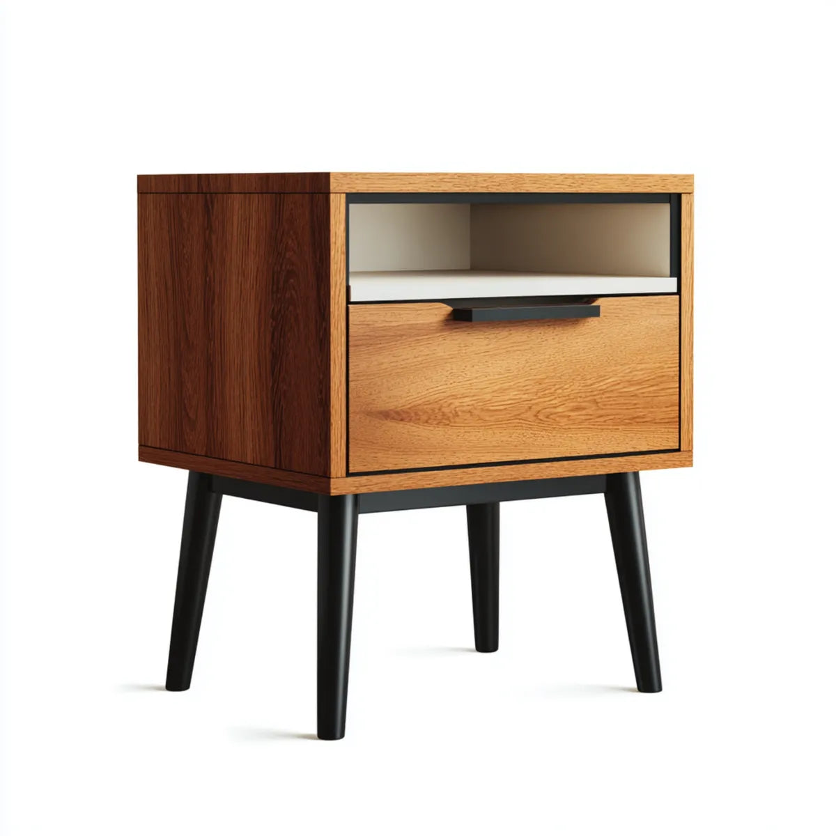 Comodino con cassetto rovere naturale noce scuro nero 50 x 40 x 60 cm MDF impiallacciato rettangolare