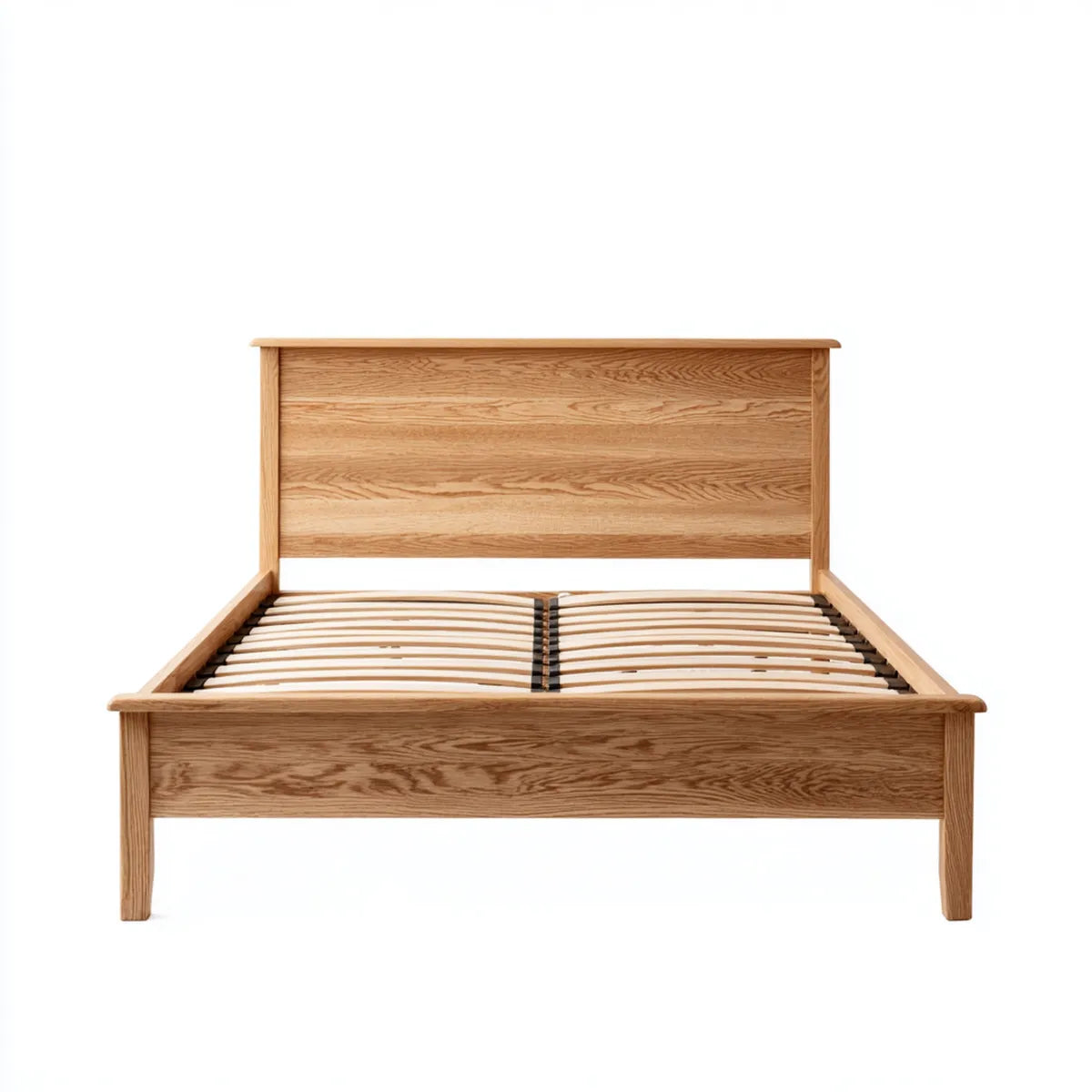 Letto matrimoniale in rovere naturale 160 x 200 cm con rete a doghe rettangolare