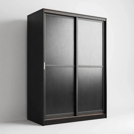 Armadio guardaroba a 2 ante scorrevoli nero grigio 120 x 60 x 200 cm in truciolare nobilitato rettangolare