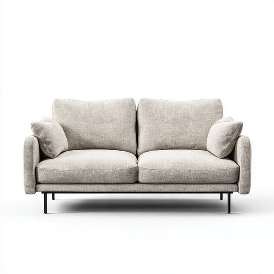 Divano 2 posti beige 170 x 90 x 85 cm in poliestere con struttura in compensato rettangolare