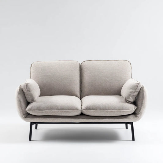 Divano 2 posti grigio chiaro 160 x 85 x 85 cm in poliestere forma rettangolare