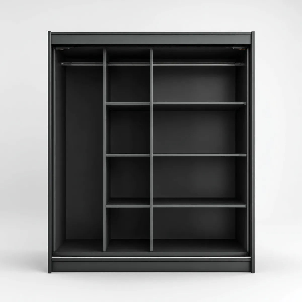 Armadio guardaroba aperto nero con ripiani e appendiabiti 120 x 50 x 200 cm in MDF