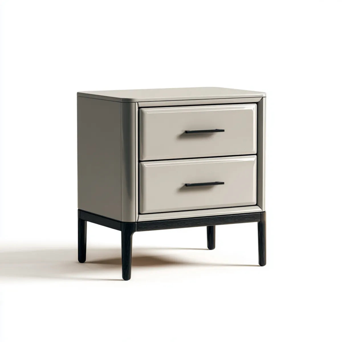 Comodino a 2 cassetti tortora e nero 50 x 40 x 60 cm in MDF rettangolare