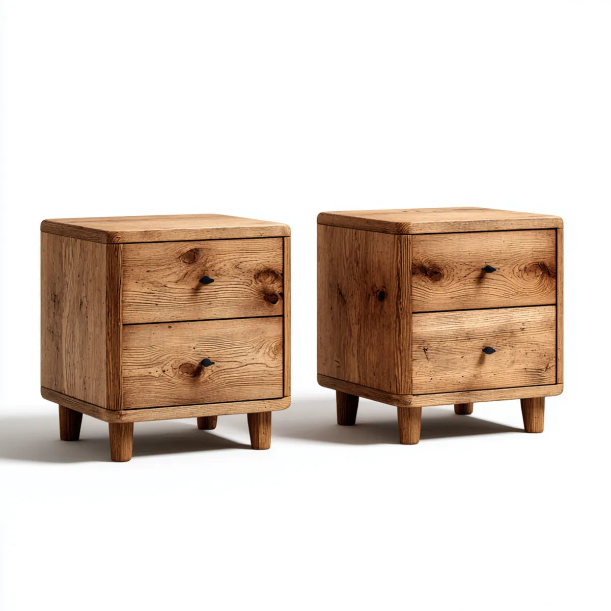 Set di 2 comodini marrone in legno massello di pino con 2 cassetti 45 x 35 x 60 cm rettangolari
