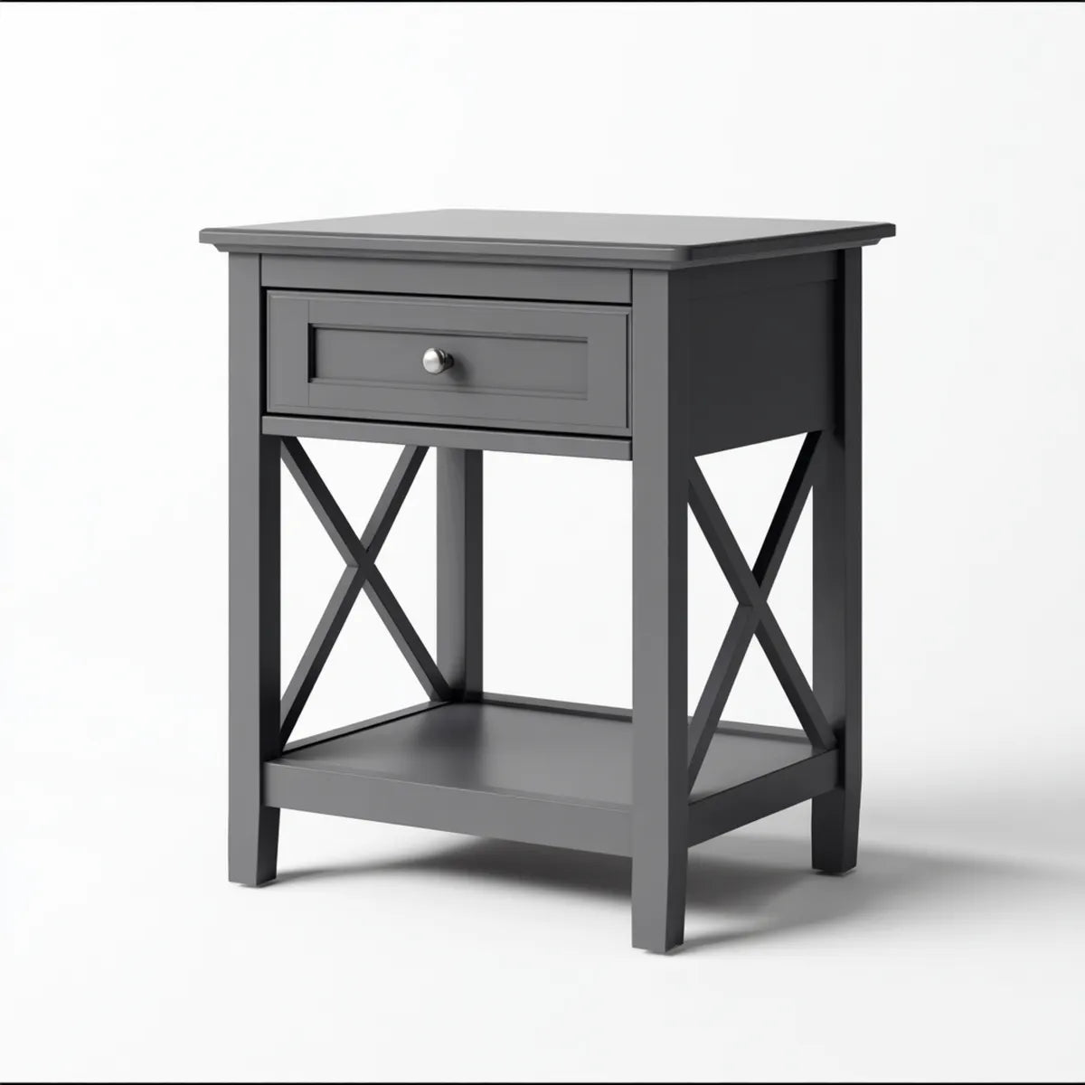 Comodino con cassetto grigio 40 x 40 x 60 cm in MDF rettangolare