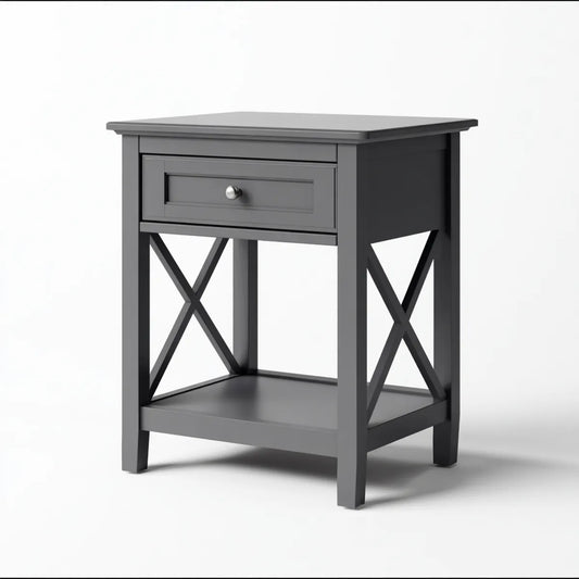 Comodino con cassetto grigio 40 x 40 x 60 cm in MDF rettangolare