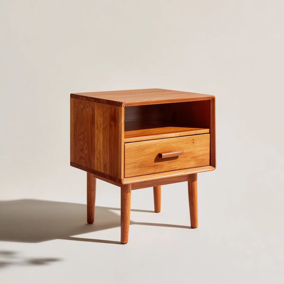 Comodino con cassetto noce 45 x 40 x 60 cm in legno massello forma rettangolare