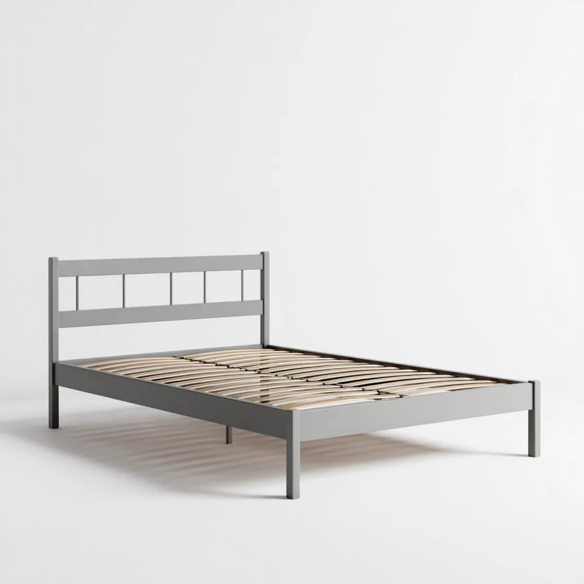 Letto matrimoniale con rete a doghe grigio 140 x 200 cm in acciaio rettangolare