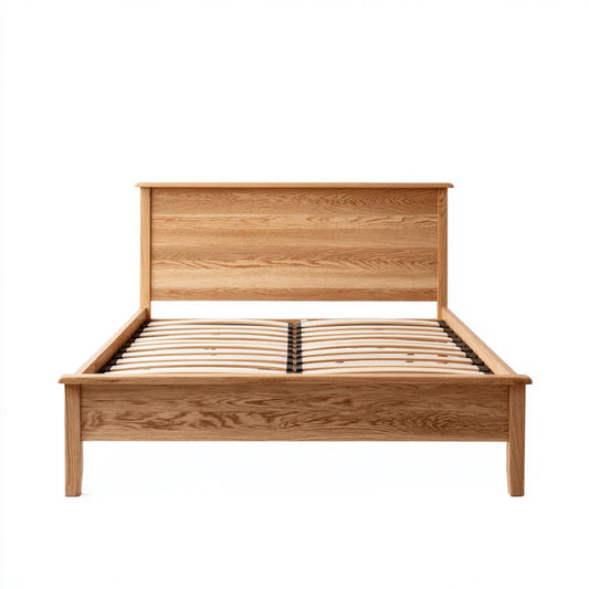 Letto matrimoniale in rovere naturale 160 x 200 cm con rete a doghe rettangolare