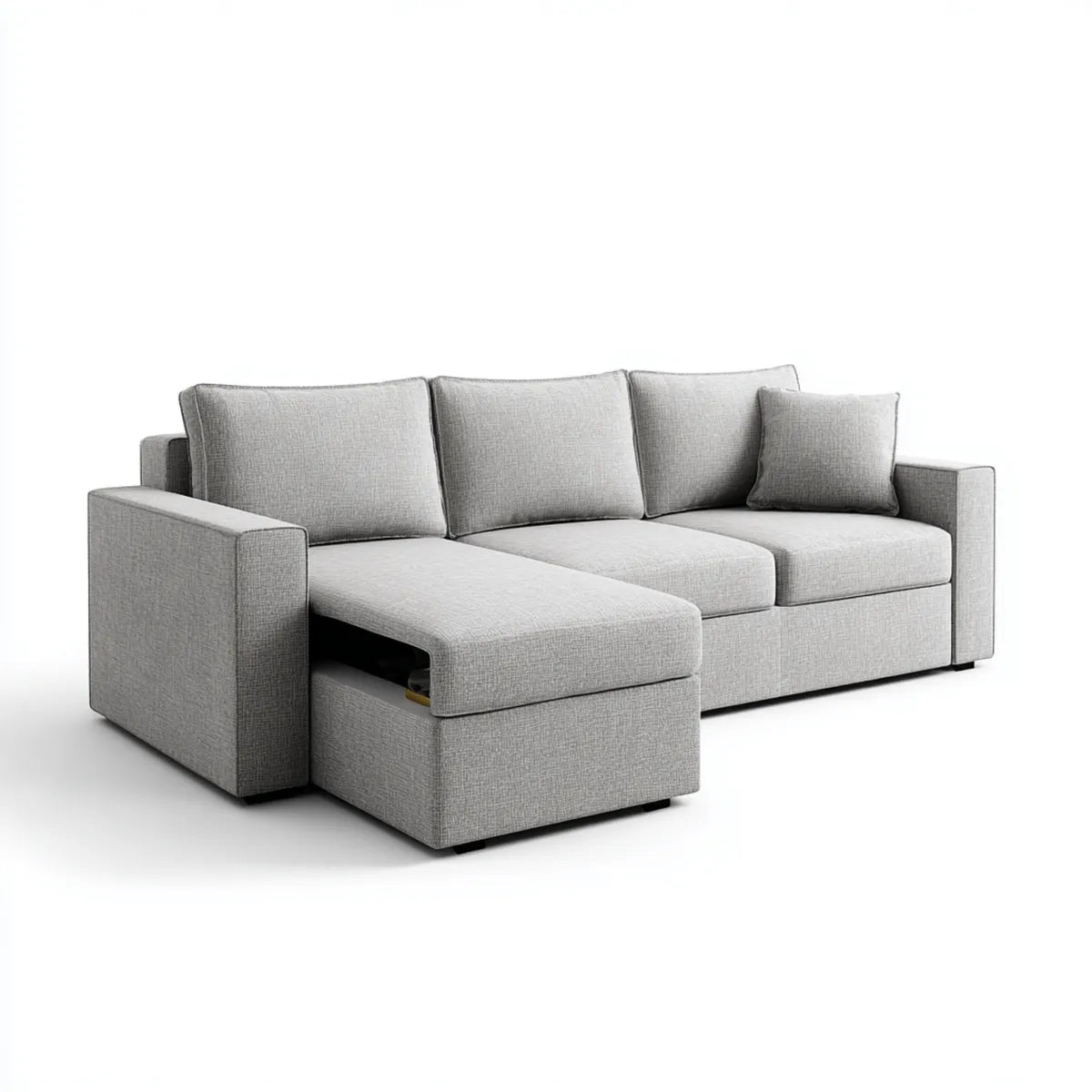 Divano 3 posti con pouf contenitore grigio in poliestere 240 x 90 x 85 cm rettangolare