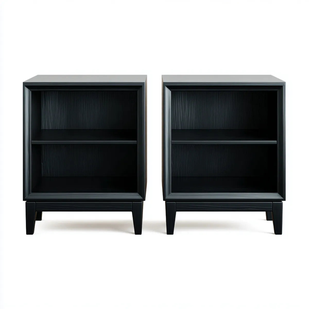 Set di 2 comodini neri in MDF 40 x 35 x 60 cm rettangolari con vano a giorno